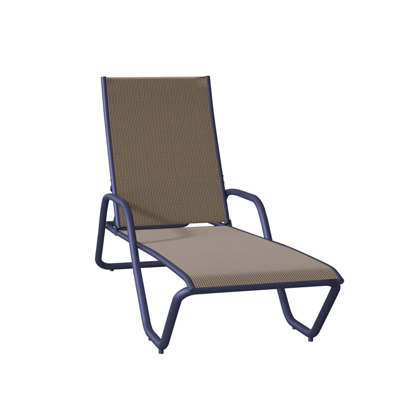 Outdoor Rust-Resistant Metal Chaise Lounge, Brown Sunbrella® Tweed, Textured Warm Gray