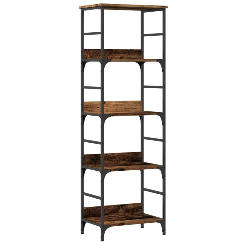 Holweg 50cm W Steel Standard Bookcase, (4 Shelves) 153 cm H x 50 cm W x 33 cm D, Old Wood