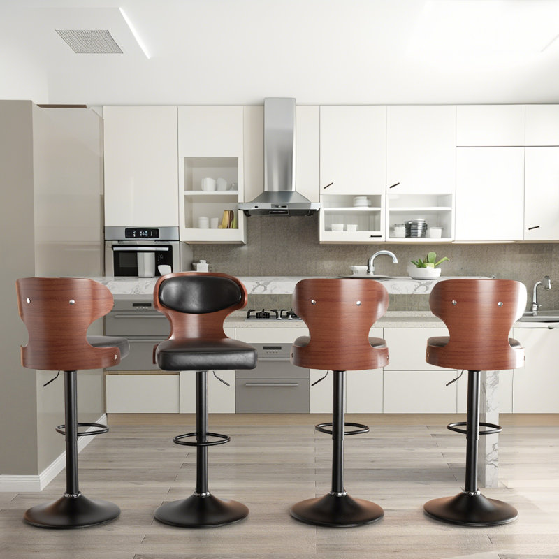 Bois moderne - Tabourets de bar réglables d'appoint, Noir