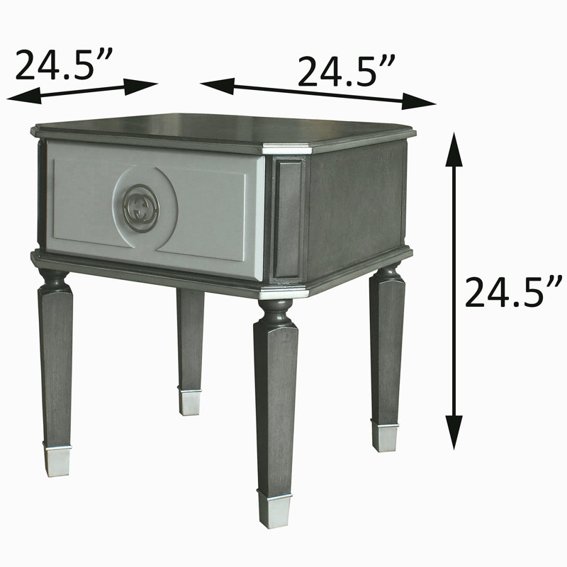 Carbon gray and light gray drawers side table