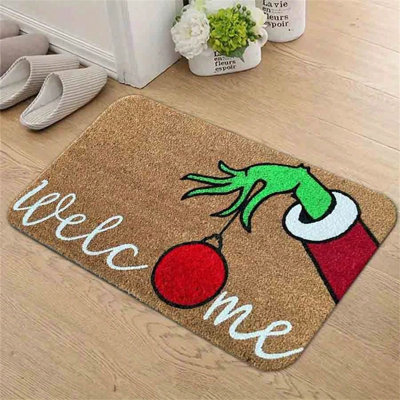 Tapis de sol 1pc - main avec paillasson "Welcome", tapis de sol intérieur en coco, tapis décoratif festif pour l'entrée