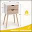 Élégante table de chevet avec 2 tiroirs, des pieds en bois massif et un grand espace de rangement pour les chambres et les salons modernes