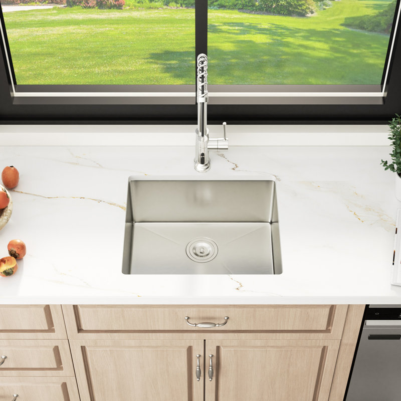 23" L X 18" W Undermount Kitchen Sink 16 Gauge Stainless Steel Single Bowl Kitchen Sinks With Drain Assembly