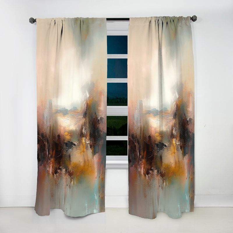 Rideau brun nature abstraite III - Velours obscurcissant - 1 panneau, L 52 po x L 120 po