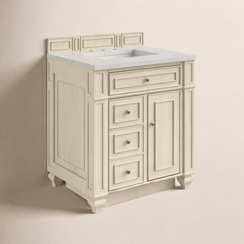 Bristol 30'' W Single Vanity, Bright White, Carrara White, 8" Widespread
