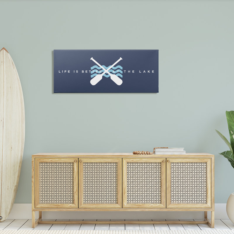 «Life Better At Lake Crossed Oars», art mural par Lil 'Rue, H 20 po x l 48 po x P 1,5 po