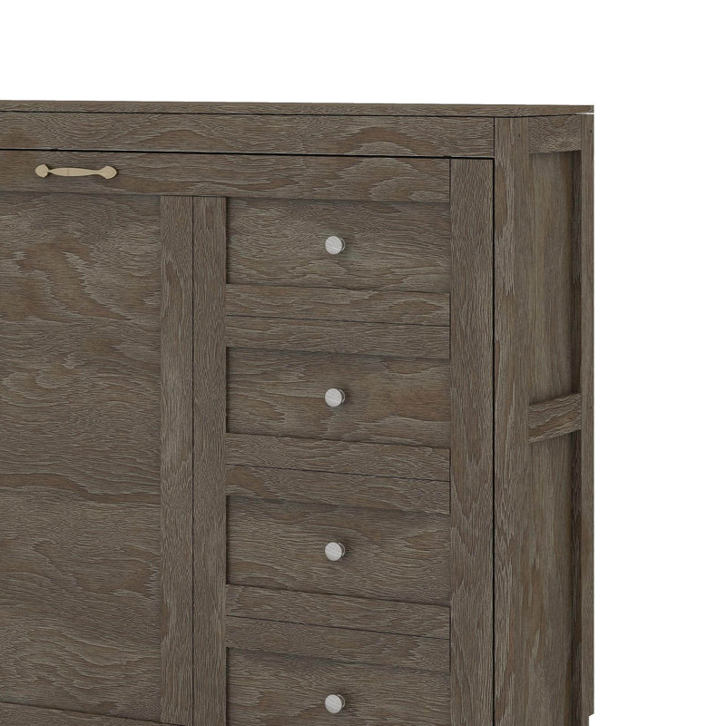 Lit escamotable simple avec lumière DEL, peut être plié dans une armoire, Brun