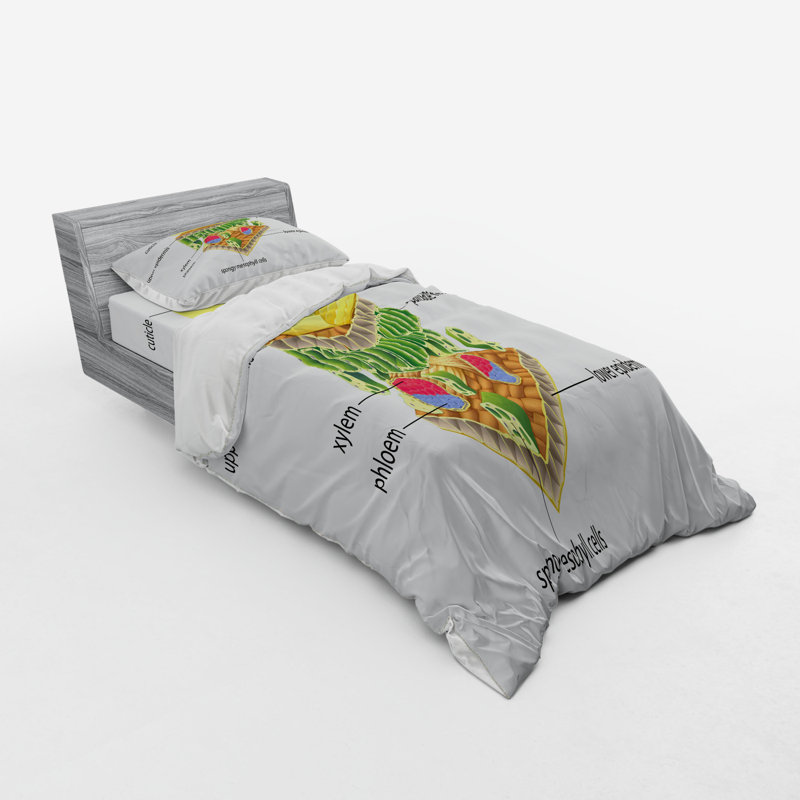 Ensemble de housse de couette en microfibre vert / jaune, Housse de couette simple + 6 pièces supplémentai