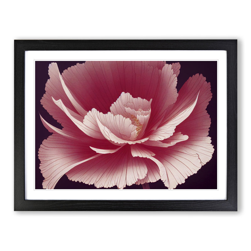 Animated Carnation Flower 1 Piece Single Picture Frame Wall Art, 46cm H x 64cm W, Black