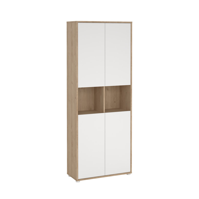 Bibliothèque à 6 tablettes avec 4 portes et rangement pour bureau à domicile l 31,34 "x l 80,59" Embrie Rupertus