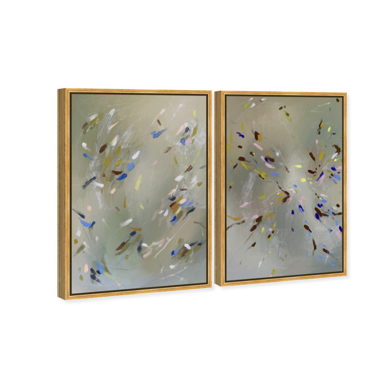 Spontaneous Traces Set Set by Oliver Gal, 110"H x 74"W, Gold Floater Frame