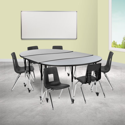 Ensemble de table d'activité pliable flexible en stratifié de 76 po Goddard Mobile