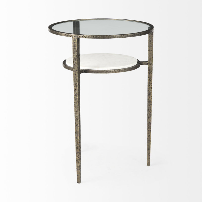 Table de bout avec rangement en verre à 3 pieds Labros