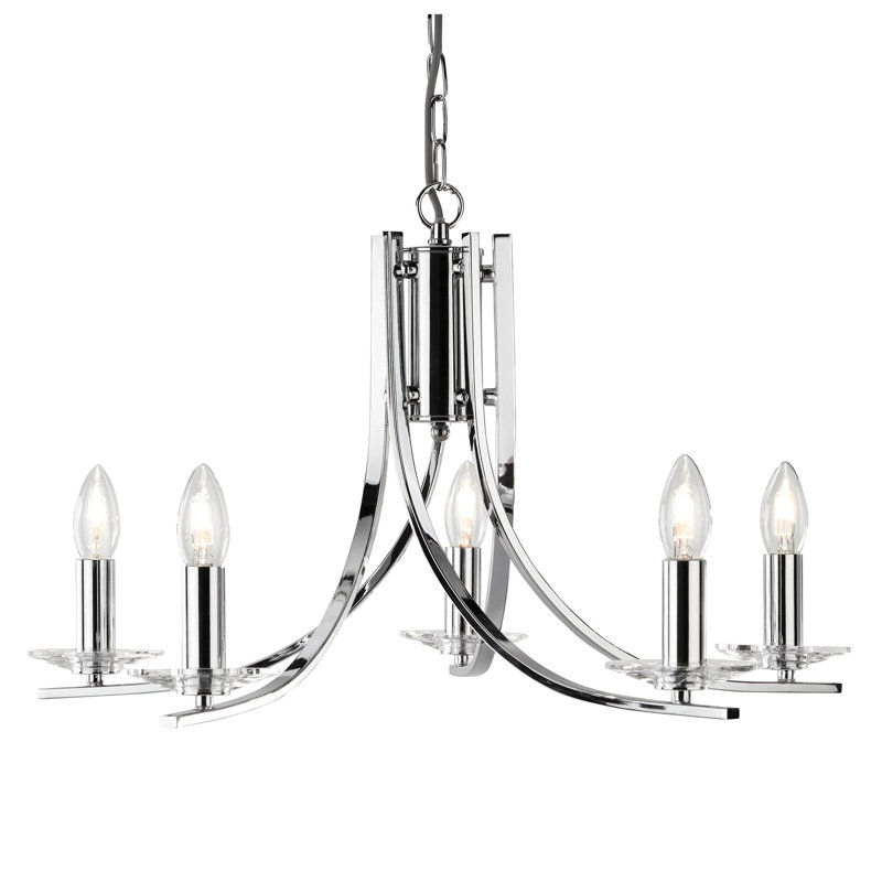 Pamelia 5 - Light Candle Style Chandelier, Chrome