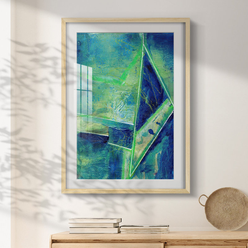 «GeometricInCoolIIPemiumGallery», reproduction d'art encadrée, H 28,5 po x l 20,5 po, Naturel