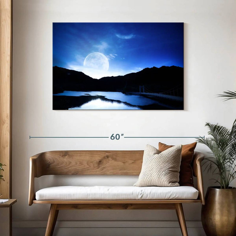 Lac Oberle au clair de lune, H 30 po x l 45 po
