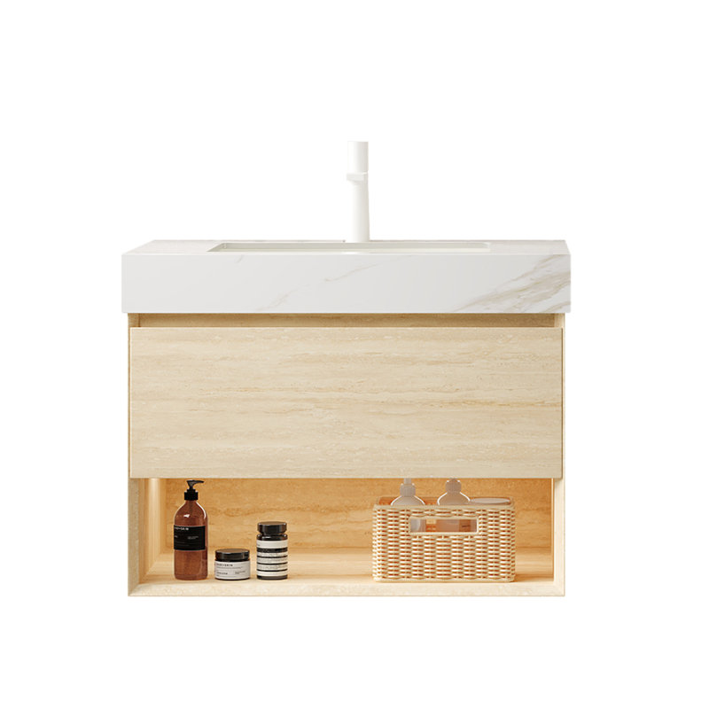 Meuble-lavabo de salle de bain, armoire de rangement flottante en contreplaqué