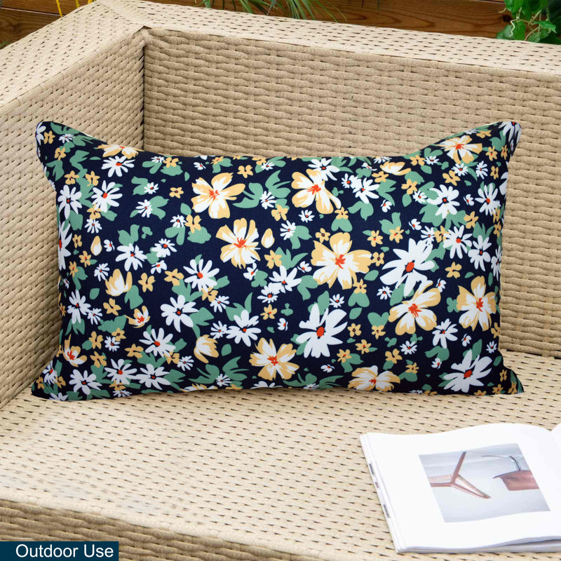 Coussin intérieur/extérieur Floral, Floral bleu marine