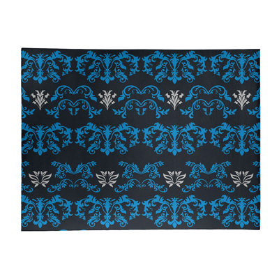 Tapis damassé noir / bleu