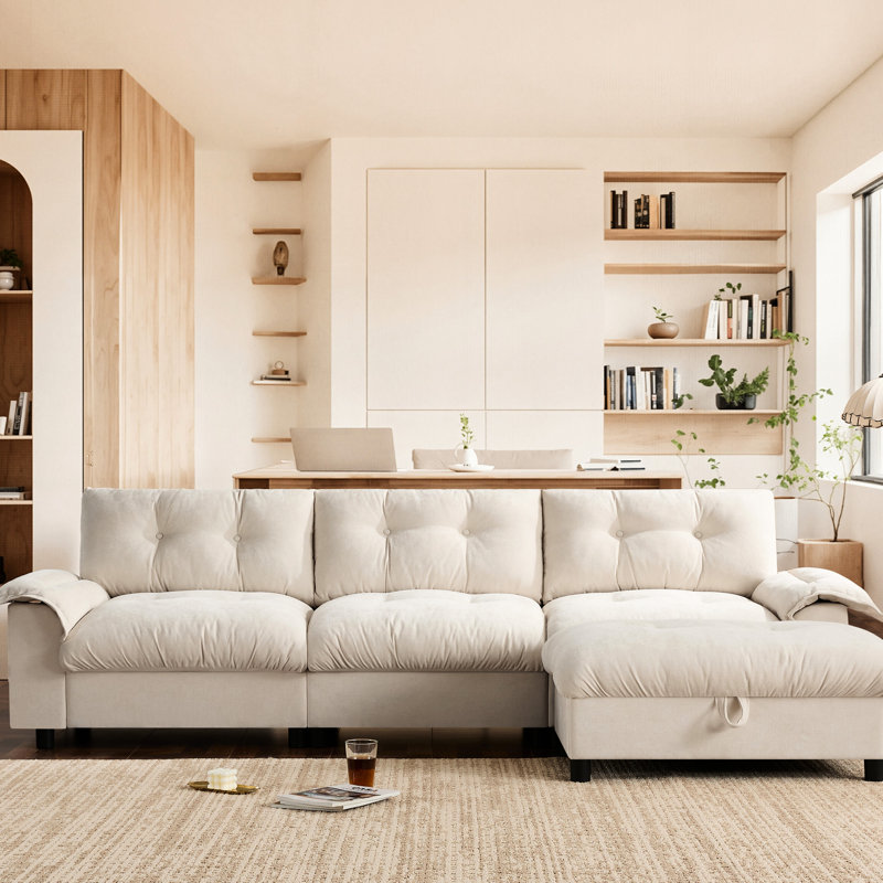 Canapé modulaire avec 4 sièges, accoudoir coulissant multifonctionnel, porte-gobelet, ports de chargement, poches latérales, rangement amovible, chenille pour utilisation à l'intérieur, confort du coussin