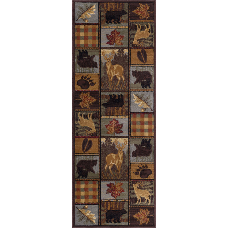 Tapis brun en polypropylène tissé à la machine Alers, Tapis de couloir 2 pi 7 po x 9 pi 10 po