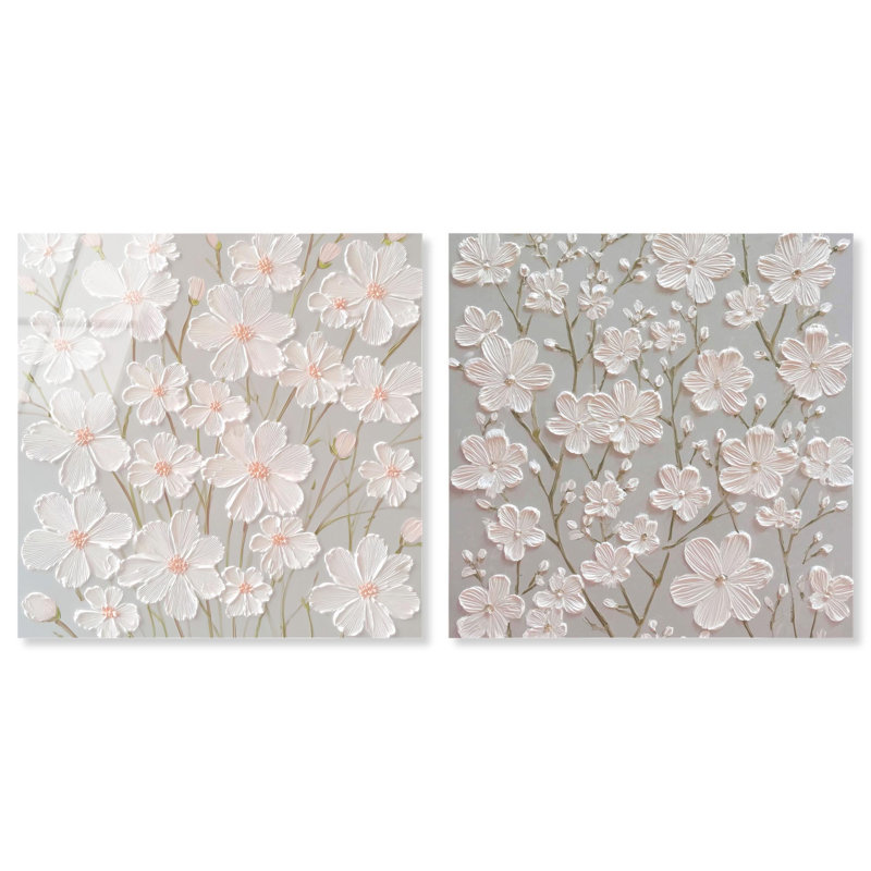 Neutral Serenity Floral Art , H 12 po x l 24 po