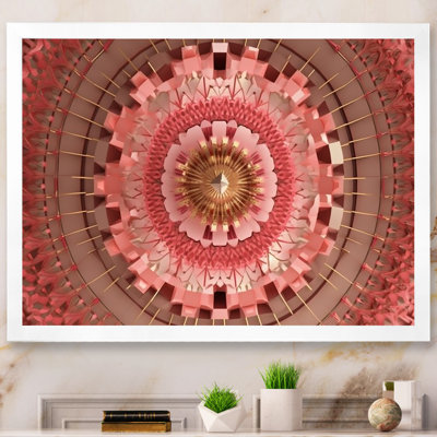 Futur minimalisme rétro, mandala rose sur toile