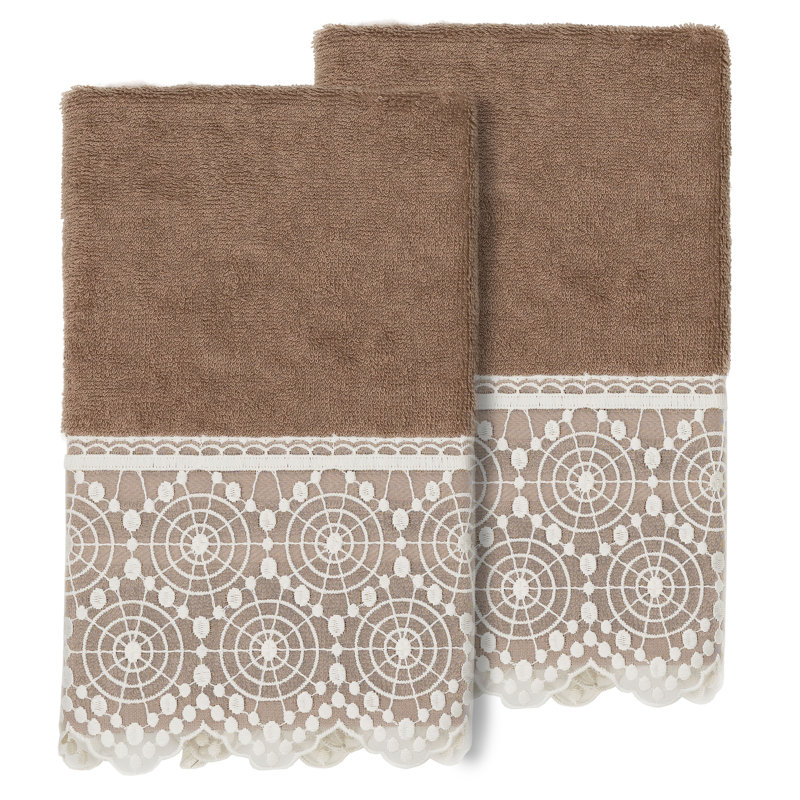 Débarbouillette en coton , Latté / blanc, Essuie-mains - paquet de 2