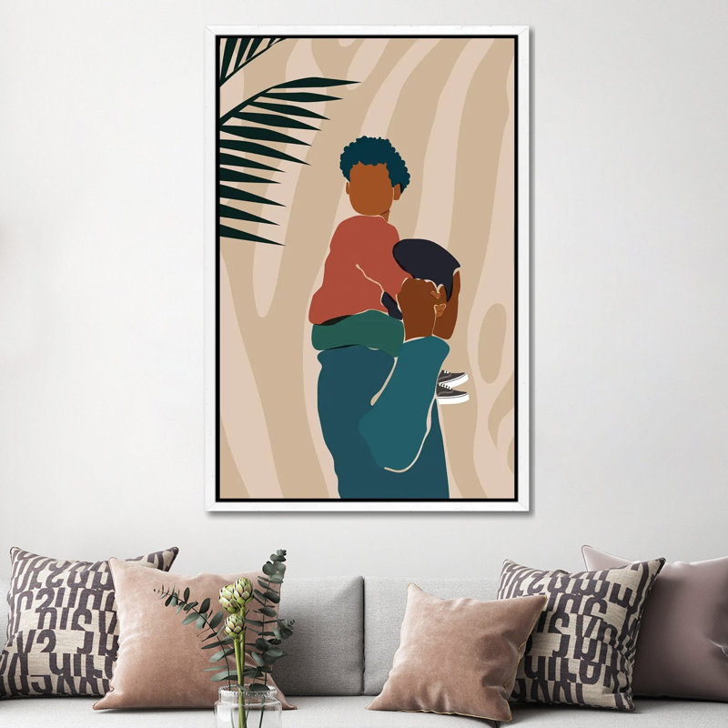 Father Son Duo by Domonique Brown - Print on Canvas, White Framed Canvas, 101.6 cm H x 66.04 cm W