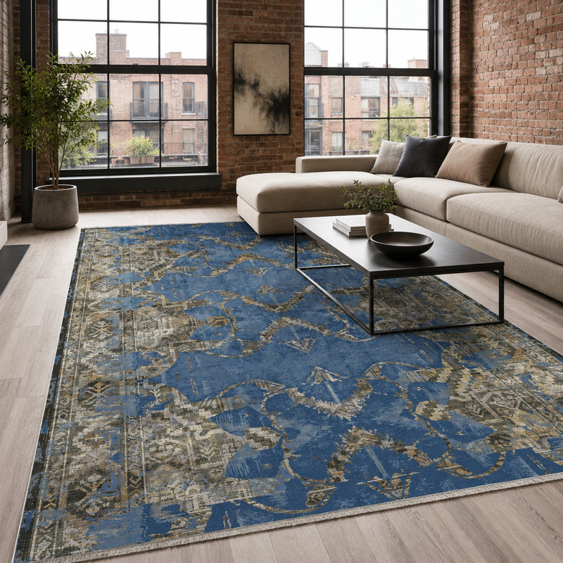 Vintage Look Cotton and Chenille Flatweave Area Rug, 120 x 180 cm