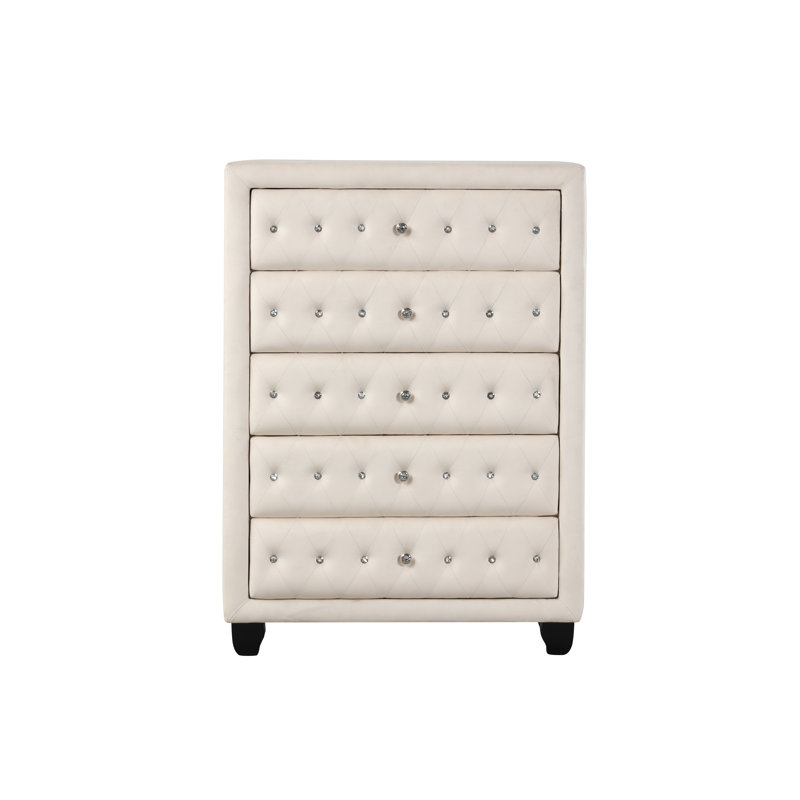 Rausch 5 Drawer 36'' W Chest, Cream