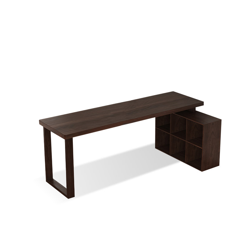 Bureau en bois massif en forme de L noyer foncé, H 29,53 po x l 94,49 po x P 35,43 po, Retour à droite