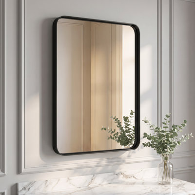 Miroir de salle de bain mural en aluminium noir mat
