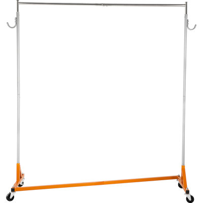 Z Rack, Industrial Grade Z Base Garment Rack, Height Adjustable Rolling Z Garment Rack, Sturdy Steel Z Base Clothing Rack W/ Lockable Casters For Home Garment Store Display Commercial Use Orange