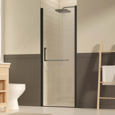 27-28" W ×72" H Frameless Pivot Shower Door, Pivot Swing Shower Glass Doors With 1/4"(6Mm) SGCC Clear Tempered Glass,Explosion-Proof Film, Reversible Installation