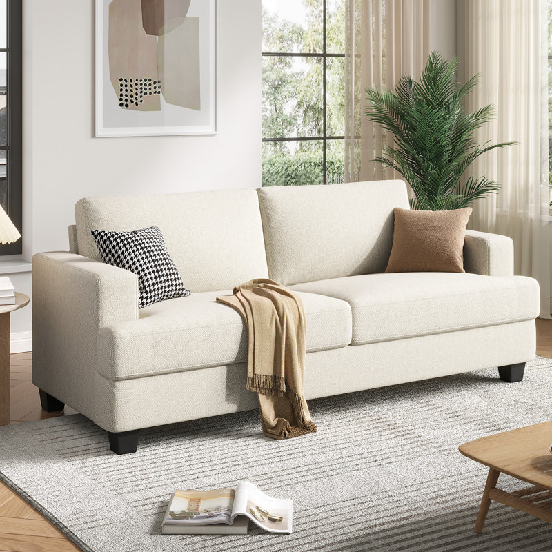 84" Modern Upholstered Loveseat, Linen Fabric 2-Seater Sofa for Living Room and Small Spaces, Beige