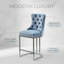 Ensemble de 2 tabourets de bar en velours à hauteur de comptoir capitonnés, design Mid-Century, base en métal chromé, gris-143489033