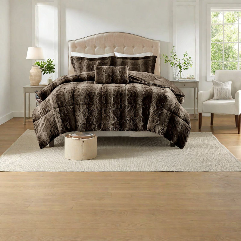 Ensembles de literie luxueux en fausse fourrure, polyester hypoallergénique, style rustique, parfait pour la maison