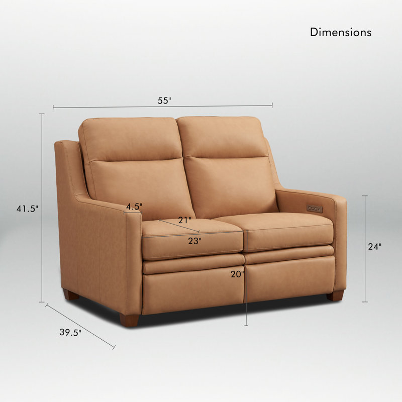 Rumilly Triple-Motor Recliner Sofa 56" Genuine Leather Power Zero-Wall Reclining Couch with USB&USB-C Port, Brown Leather