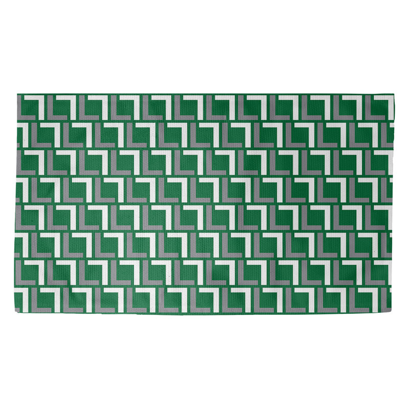 Tapis géométrique vert / gris / blanc, Rectangle 3 pi x 5 pi