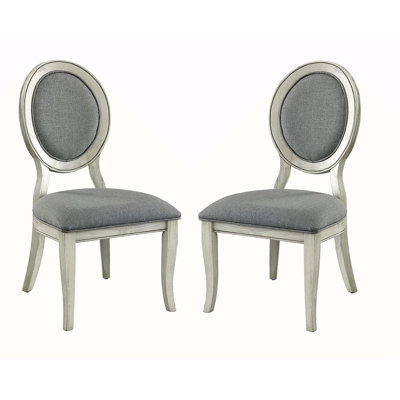 Transitional And Gray Side Chairs Set Of 2 Chairs Dining Room Furniture Padded Fabric Seat
