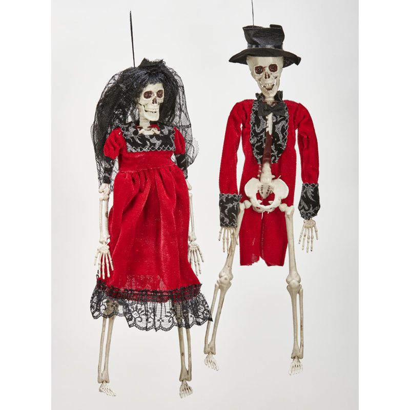 Ensemble de 2 mariés squelettes suspendus 16 po Halloween