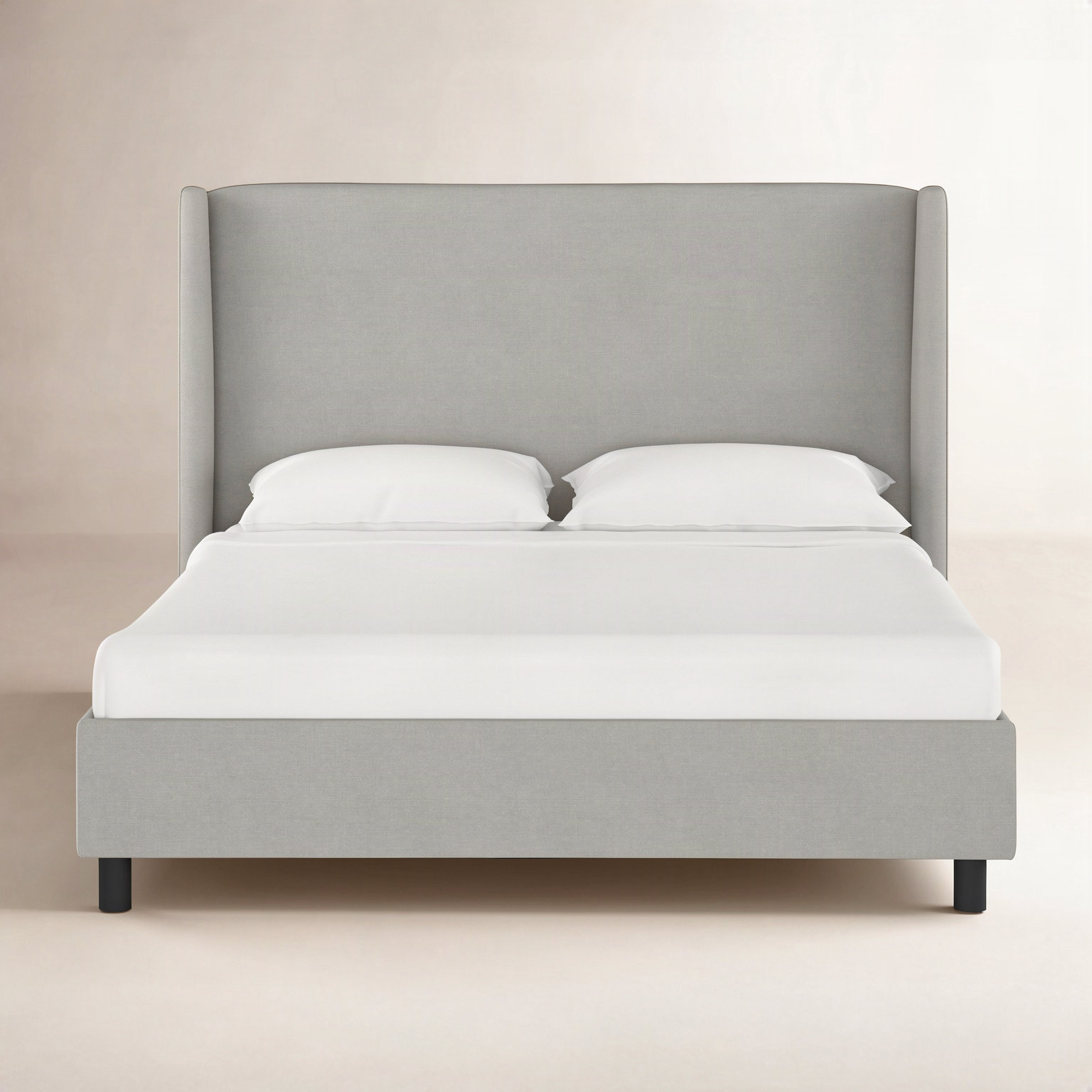 Tilly Linen Upholstered Wingback Bed, King, Classic Grey Linen