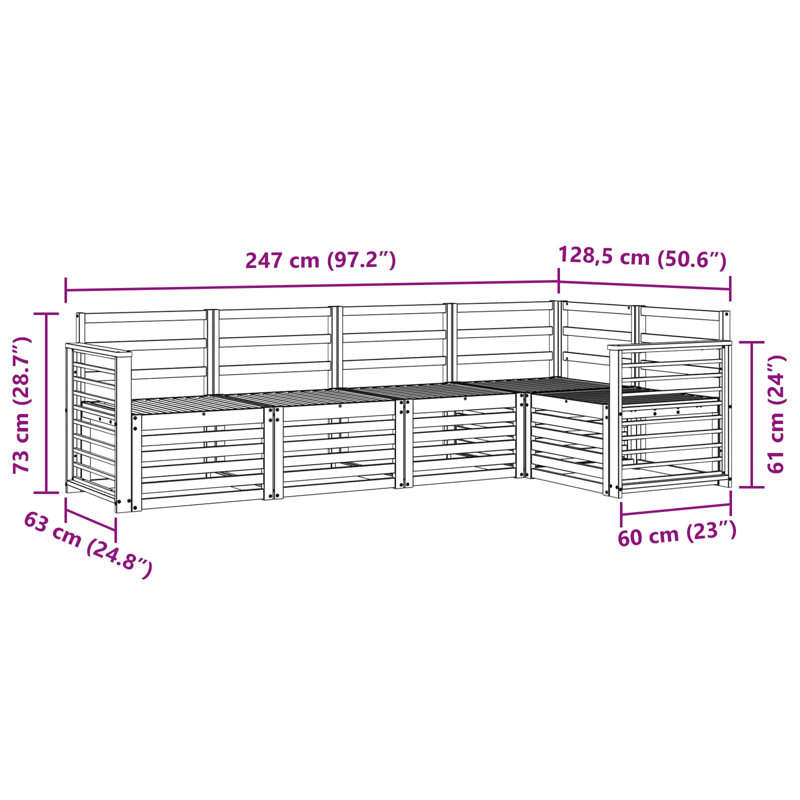 247cm Wide Patio Sectional Set