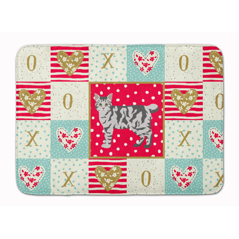 Tapis de cuisine à mousse mémoire cat love Charvi, Bobtail américain gris