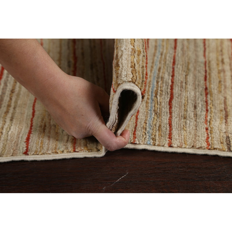 Tapis rayé Gabbeh Kashkoli noué à la main 4 pi 8 po x 6 pi 5 po