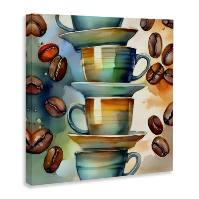 Coffee Beans & Mugs Canvas Wall Art by Alina Georgescu bp-806_CN