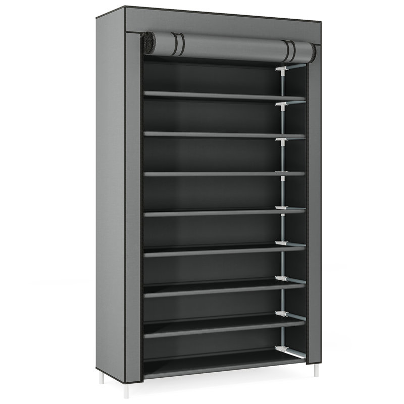9 Tier Storage Organizer with Nonwoven Fabric Cover for 40-50 Pairs of Shoes, Gray