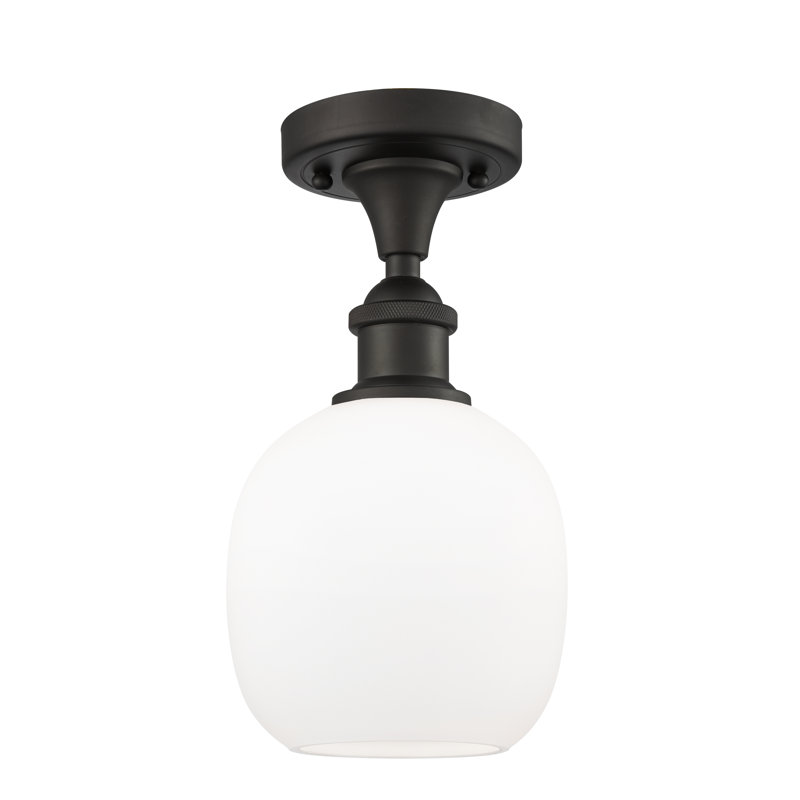 Plafonnier semi-encastré sphérique 1 lumière Carlucci, Bronze huilé, Ampoule non incluse, Blanc mat