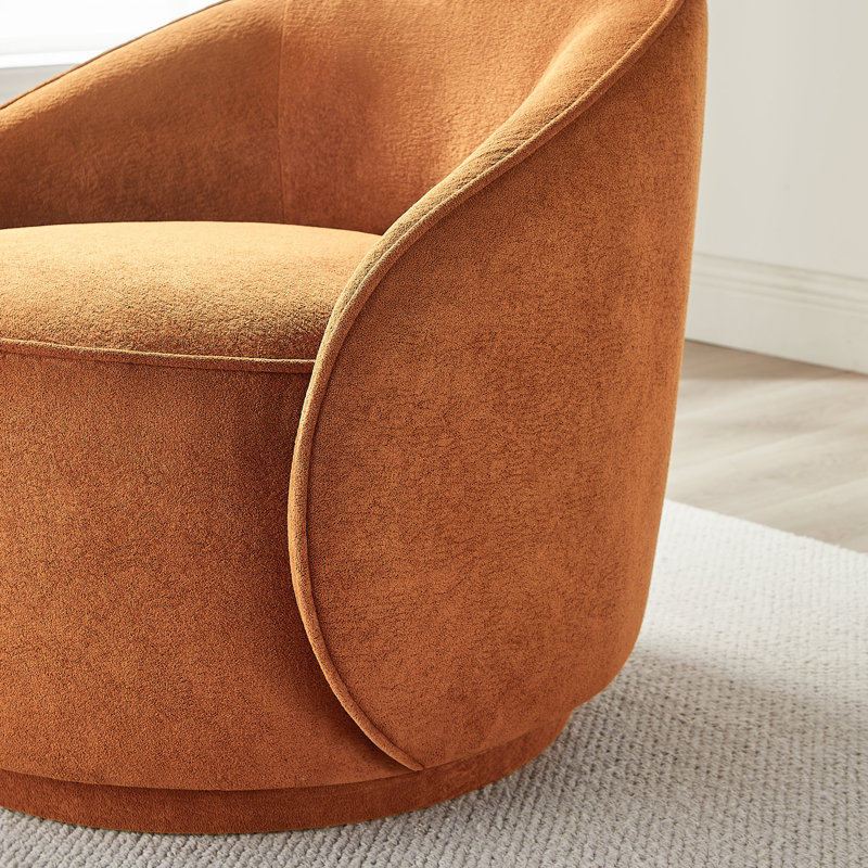 29.33’’ Upholstered Sloped-Arm Swivel Accent Chair, Camel